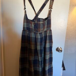ROMWE Blue and Brown Plaid Midi Dress